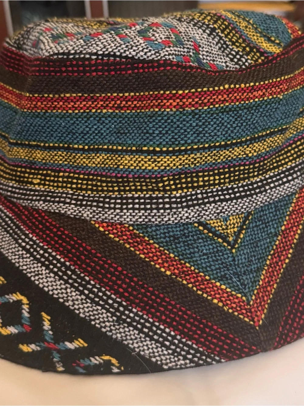 Boho Multicolor Woven Bucket Hat - Women's Patterned Sun Hat